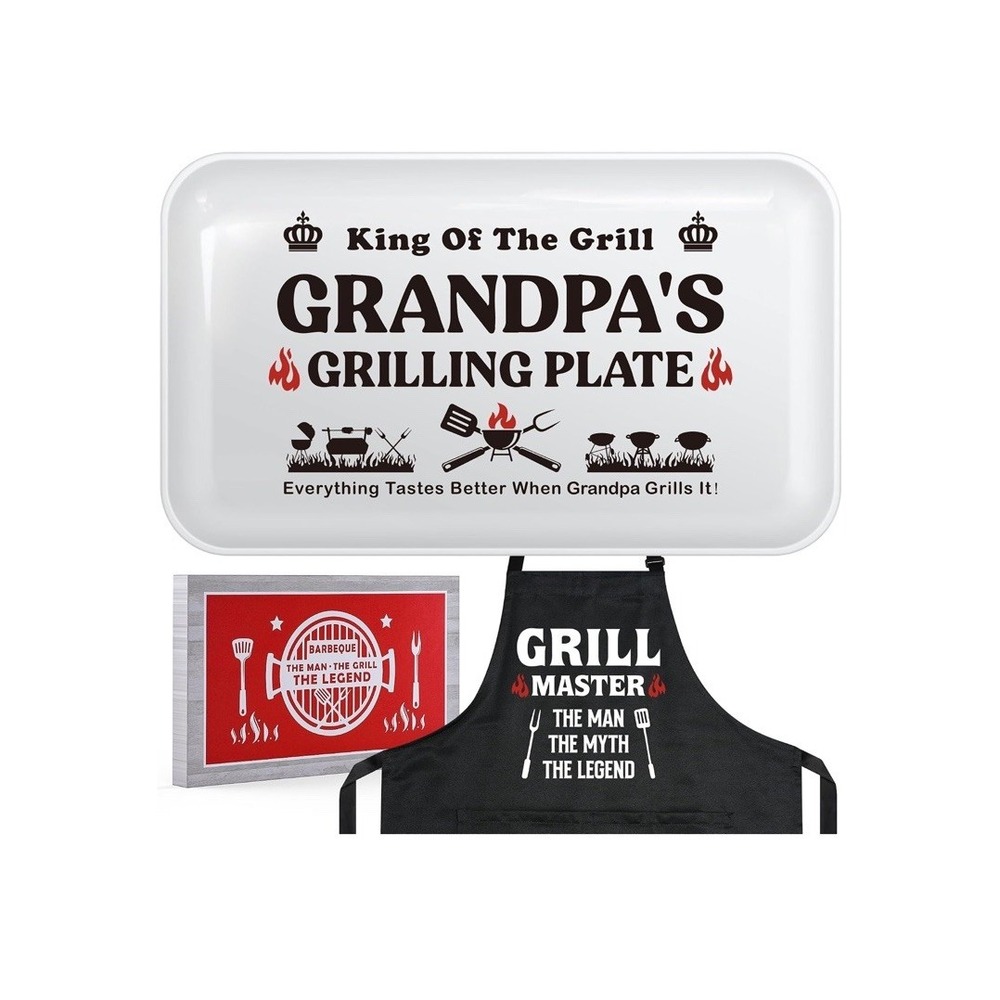 Grandpa Fathers Day BBQ Grill Platter & Apron King Of The Grill Grandpa Gifts